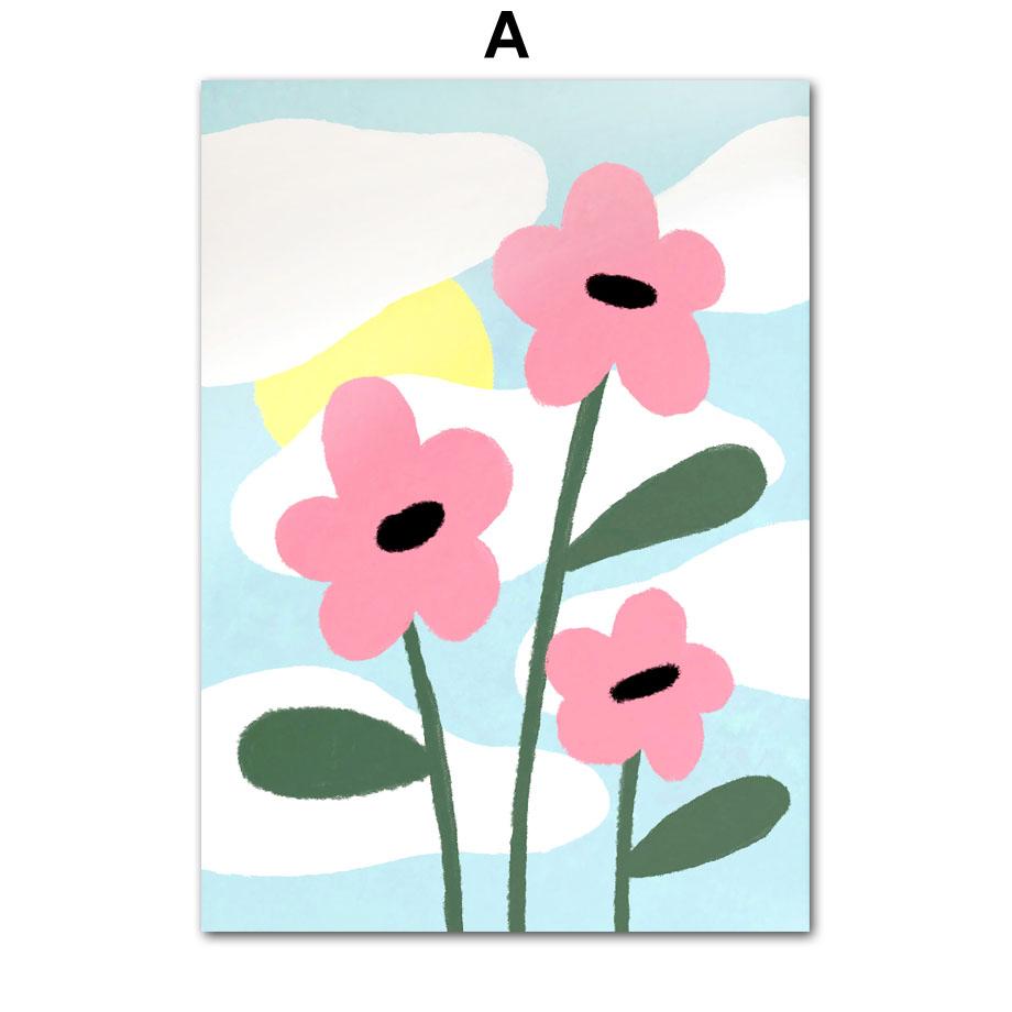 Ретро Цветы Ваза Листья Галерея Красочный Фанки Постер И Принты Настенное Искусство Холст Живопись Настенные Картины Для Декора Гостиной