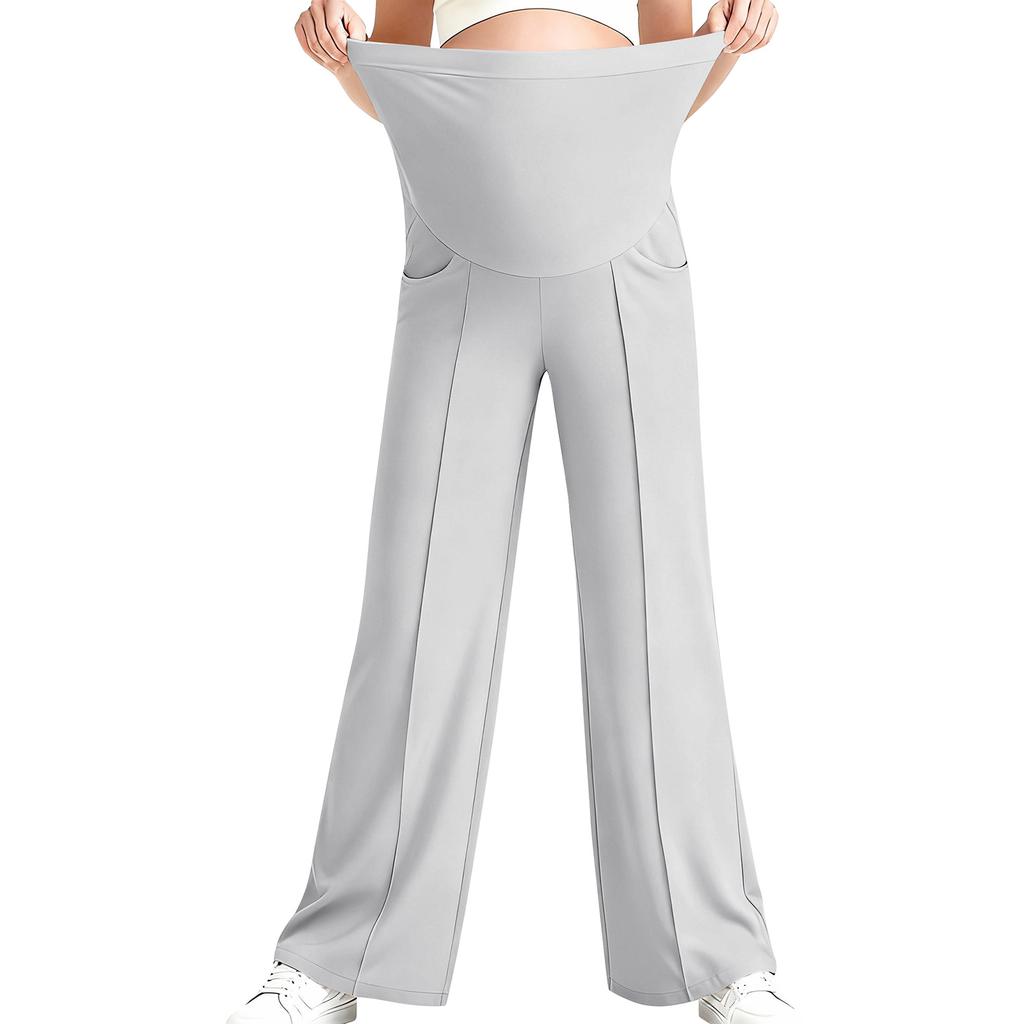 Брюки для йоги для беременных, с карманом на животе, эластичные широкие брюки для работы/повседневной носки, брюки для беременных для дома