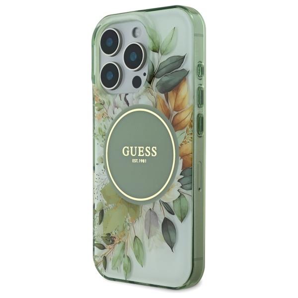 Guess Guhmp16Lhfwbdcen Iphone 16 Pro 6.3 Zielony/Green Hardcase Iml Flower & Tonal Circle Magsafe