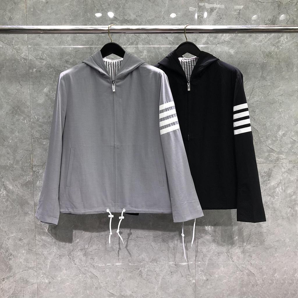 TIME BREATHE Men's Korean Style Hooded Jacket - Spring/Autumn Trendy Four-Bar Outdoor Top