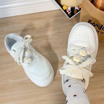 Модная женская спортивная обувь 2024 года, осенняя, чисто-белая, дышащая, на толстой подошве, повседневная, студенческая, спортивная, белая обувь, простая и универсальная
