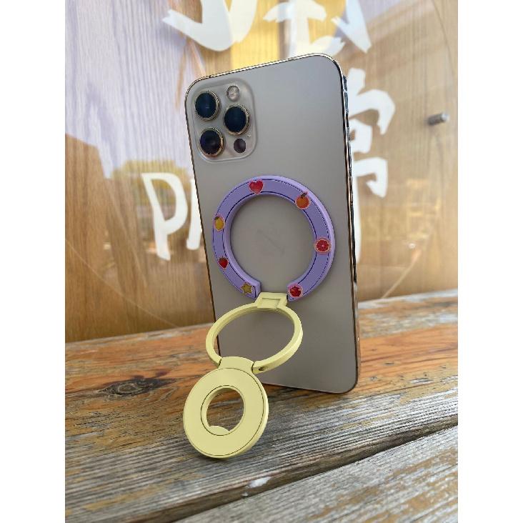 MagSafe Magnetic Phone Ring Holder Double Link Ring Foldable Stand Macaron Contrast Color Anti‑Drop Grip Bracket For iPhone 5