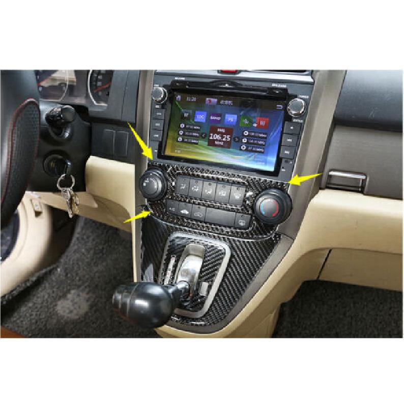 Dashboard CD panel Fit For 2007-2011 HONDA CR-V CRV 2pcs real carbon fiber trim