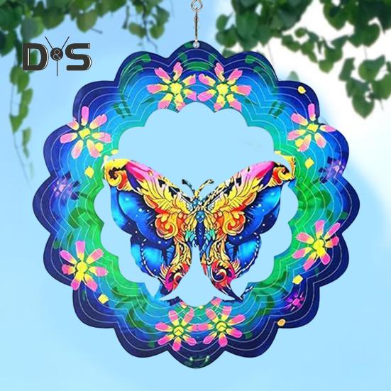 3D Animal Wind Spinner Decoration with Hook Indoor Outdoor Garden Yard Porch Colorful Turtle Butterfly Rooster Dragonfly Flower Wind Chime Hanging