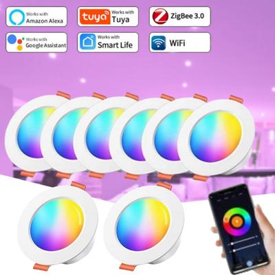 Tuya WiFi ZigBee светодиодный светильник 5 Вт 7 Вт 10 Вт 15 Вт RGB умный потолочный светильник AC85-265V с регулировкой яркости и пультом дистанционного управления для спальни