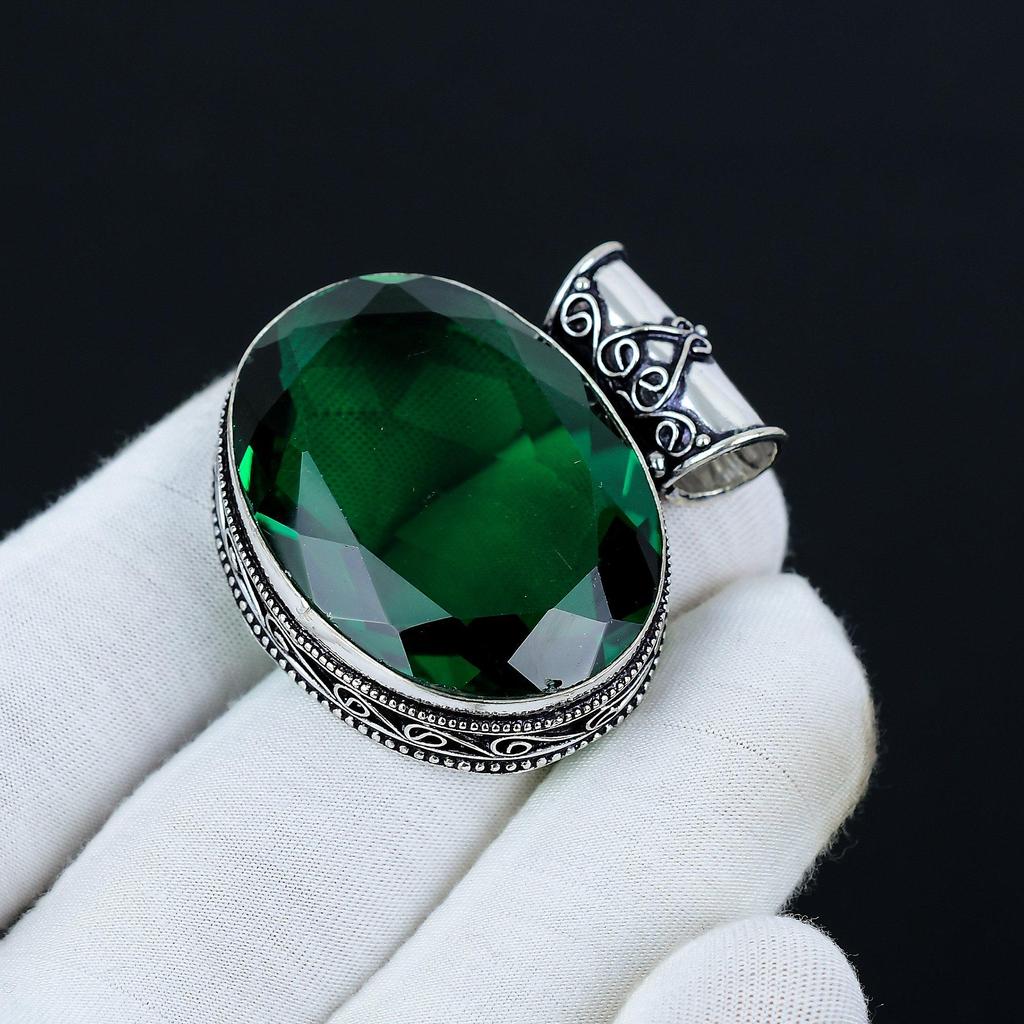 Подвеска с зеленым турмалином, Подвеска из стерлингового серебра 925 пробы, Ювелирная подвеска ручной работы, Антикварная подвеска, Драгоценный камень, Зеленый подвеска, Подарок для мамы