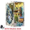 Retro DIY Wooden Book Nook Shelf Insert Miniatures Kits Chinese Penglai Wonderland Bookshelf Home Bookend Decor Handmade Gifts