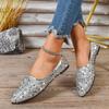 Fashion Women Flats Shallow Large Size Flat Sneakers Women Glitter Crystal Studs Ballet Shoes for Women Pointed Toe Slip On Loafers