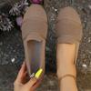 Fashion New Solid Color Knitted Womens Casual Shoes Soft Sole Anti-Slip Flat Women's Shoes Fashion Slip-On Womens Round Toe Loafers