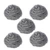 Uxcell Wire Scrubbing Brush Kitchen Steel Wire Ball Stainless Steel Scrubber Kitchen Cooking Pot Pan Pad Cookware Cleaning Silver Tone 76x38mm 5pcs,
