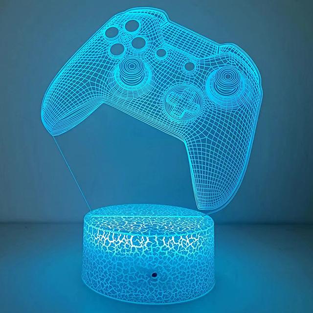 Игровой контроллер, ночник, геймпад, 3D-лампа-иллюзия для детской спальни, игровой комнаты, декор, рождественские подарки на день рождения для мальчиков и девочек