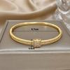 Freetry Exquisite Zircon Golden Plated Bracelet Bangle for Women Luxury Hollow Out Heart Spring Bangle Female Jewelry Gift