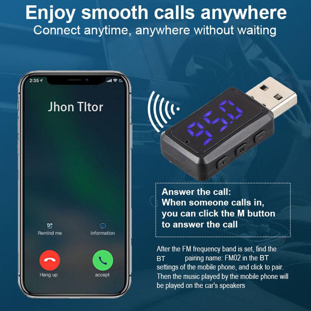 Bluetooth 5.3 Автомобильный FM-передатчик приемник Mini USB Power Handsfree Call Car Kit Беспроводной аудиоадаптер Автомобильные аксессуары