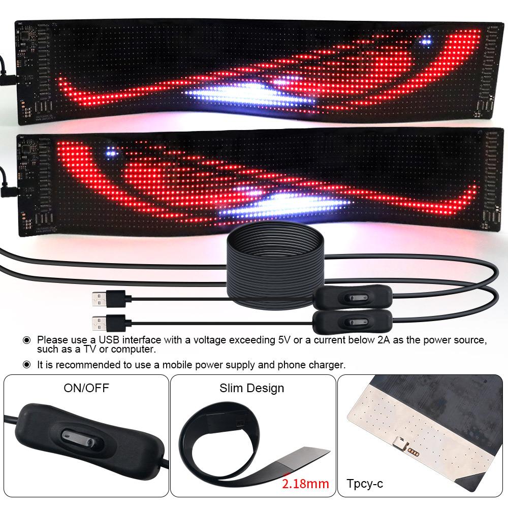 2PCS LED Devil Eye Light for Car Truck Windshield Animated LED Matrix Panel Sign Flexible Programmable Digital Display Light APP