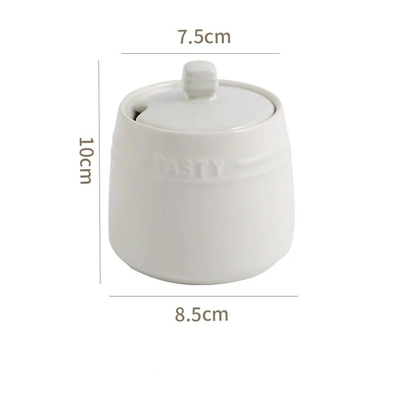 Porcelain Condiment Jar Container with Lid Spoon Ceramic Sugar Bowls Seasoning Box Salt Jars Tea Caddy for Kitchen Countertop