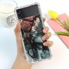 Роскошный чехол для Samsung Galaxy Z Flip 3 4 5G Funda Z Flip3 Прозрачный ПК Жесткий Противоударный Задняя крышка телефона Коке Ракушка Мрамор