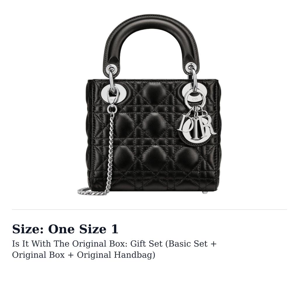 DIOR Lady Dior Lambskin Handbag, Shoulder Bag, Crossbody Bag, Handbag Mini Women's Black M0505PNGE-M900
