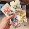 2 Pcs Children's Bowknot Hairpin Girls' Flower Clip Fresh and Lovely Anti Injury Hairpin Fashion Princess Headdress WBL