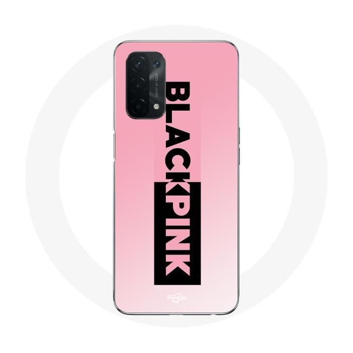 Coque pour Oppo A74 Blackpink Groupe de K-pop Logo Noir Rose Fond Rose
