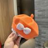 Fashion Cute Baby Hat Solid Color Bow Warm Beret Hat For Girls Vintage Princess Beret Hat Children Autumn Winter Cap Gifts