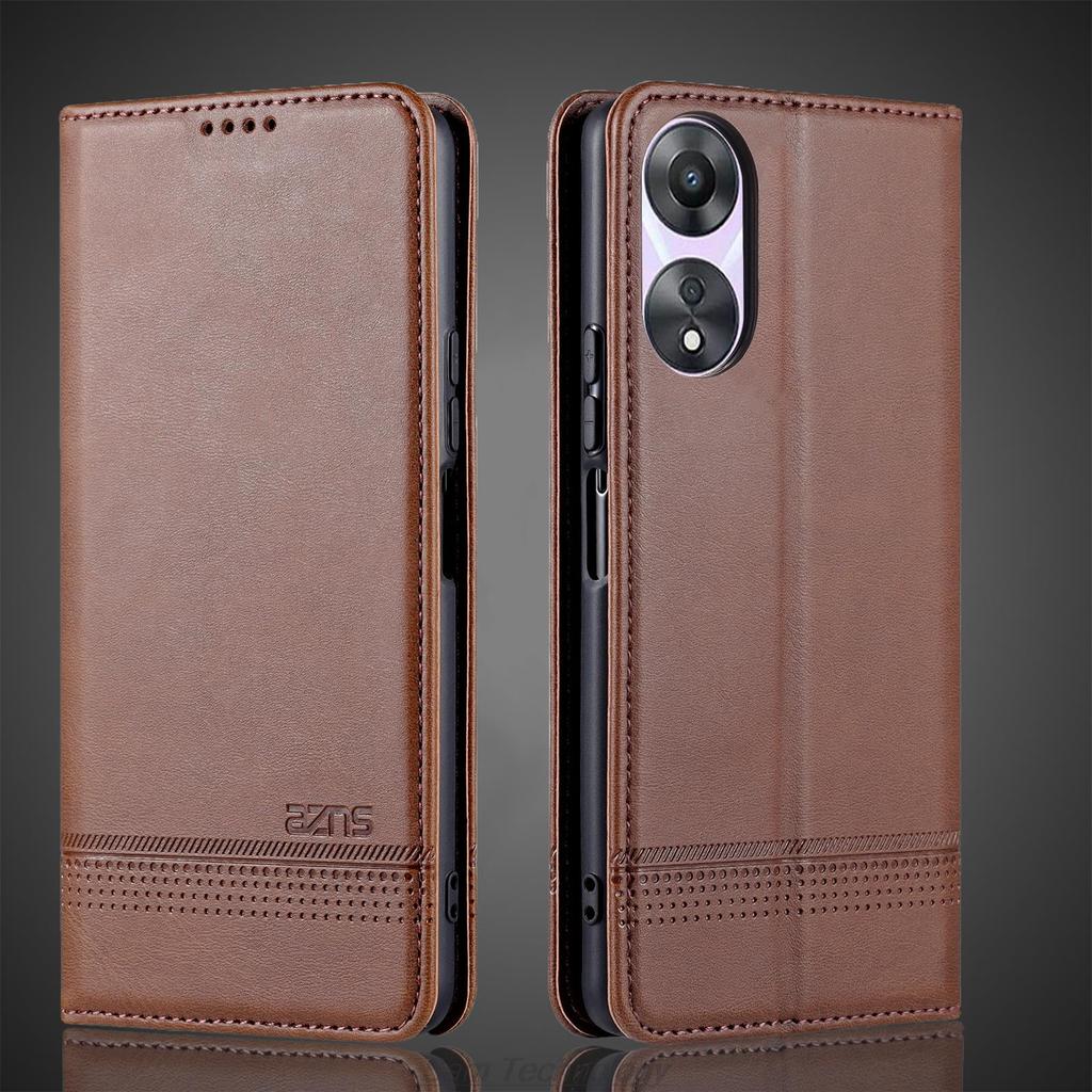 Deluxe Magnetic Adsorption Leather Fitted Case for OPPO A58 5G / A58x 5G 6.56" Flip Cover Protective Case Capa Fundas Coque