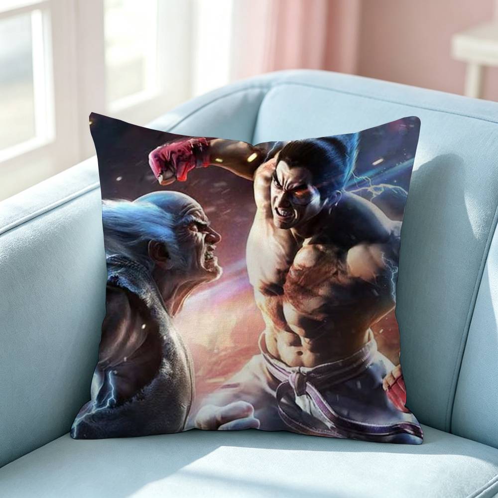 D Fighting Game TTekken Square DoubleSided printed Pillow Case Bedroom Bedside Pillow Sofa Cushion Cover