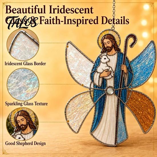 Relaxing Handcraft Gifts Christian Suncatcher DIY Kit, Stained Glass Style Religious Sun Catcher, Gift for Baptism Iridescent Hanging Ornament Window