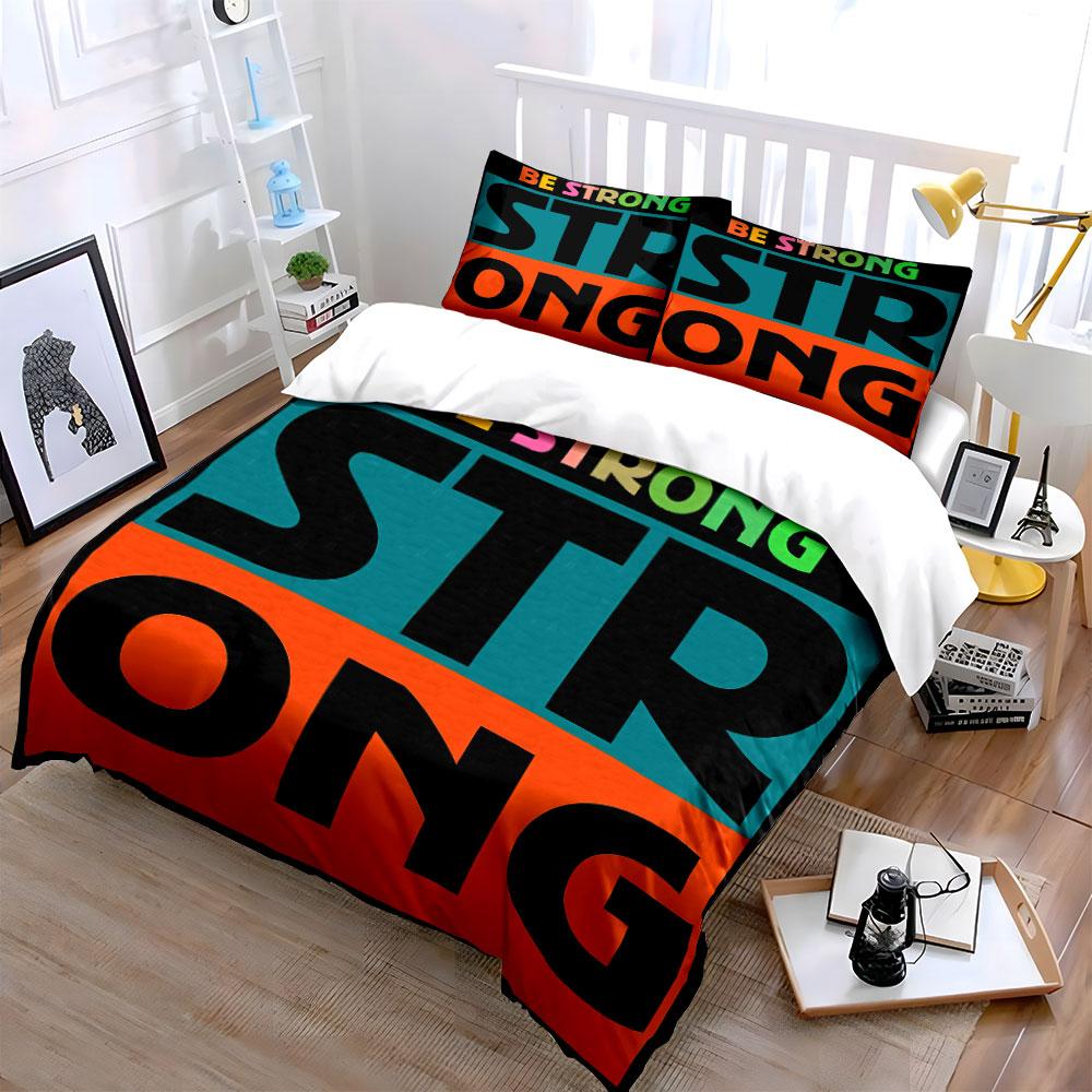 Be Strong Motivational Set Bedding Duvet Cover Set Duvet Cover Pillowcases (1*Duvet Cover 2*Pillowcases, without duvet insert)