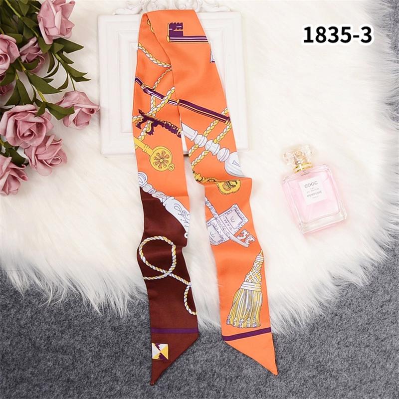 Key Chain Print Skinny Silk Scarf 2024 New Luxury Brand Bag Scarf For Women Head Scarf Long Handle Bag Scarves Wraps