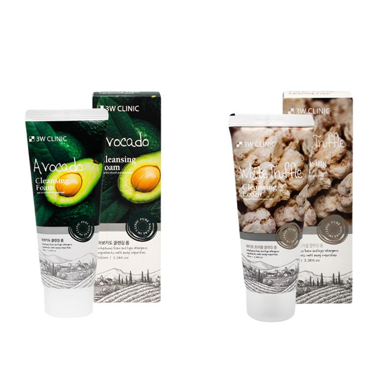 3w Clinic 5 видов очищающей пенки: Гиалуриновая кислота/Авокадо/Цитрон-С/Белый трюфель/Красный женьшень 100мл (20 вариантов)
