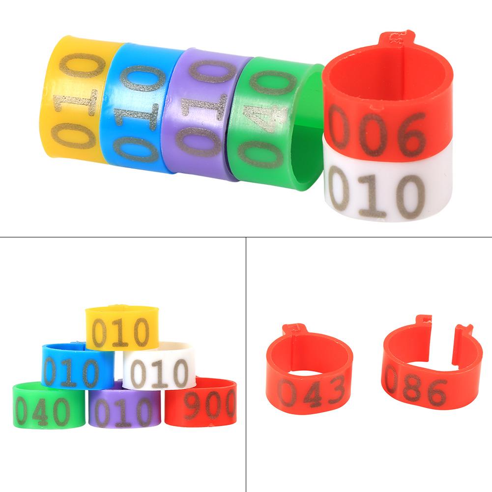 Bird Leg Rings Poultry Leg Bands 6Colors /Bag 16MM 001-100 Numbered Plastic Poultry Chickens Ducks Goose Leg Bands Rings