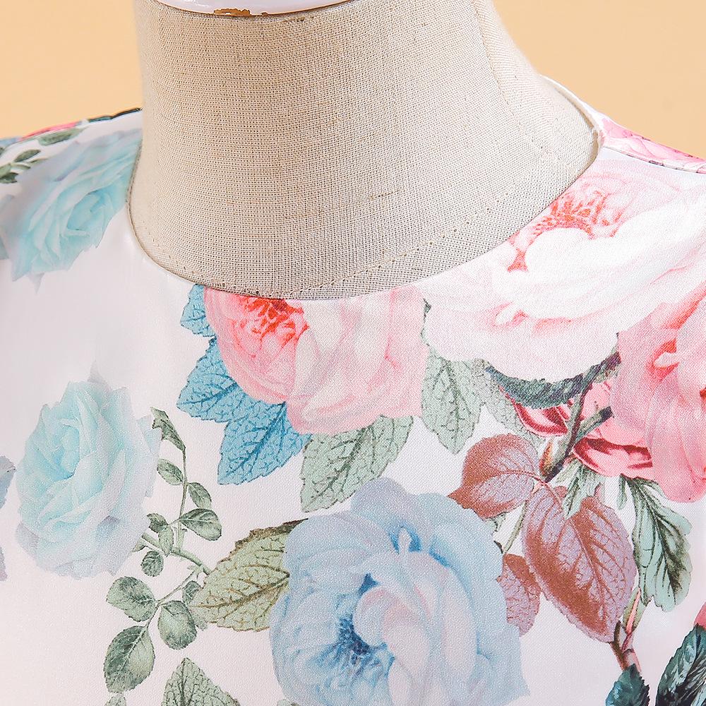 Платье принцессы с бантом и цветочным принтом в европейско-американском стиле для девочек