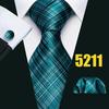 Mens Fashion Neckties Teal Silk Tie Pocket Square Cufflinks Blue&Green Formal Casual Ties