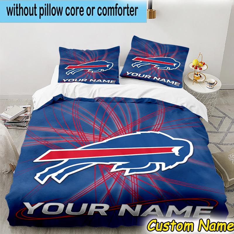 3pcs Custom Name Buffalo basketball Logo Bedding Set Includes 1 Duvet Cover & 2 Pillowcases for All Seasons Dormitory Home Decor Christmas gifts
