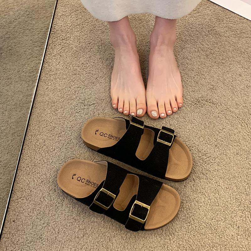 Новые стильные модные женские популярные туфли простые оригинальные тапочки на пробковой подошве удобные сандалии кожаные роскошные женские туфли