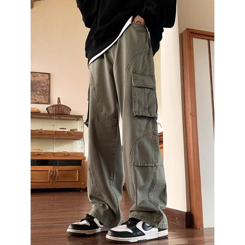 American Retro Stylish Wide Leg Leisure Cargo Pants