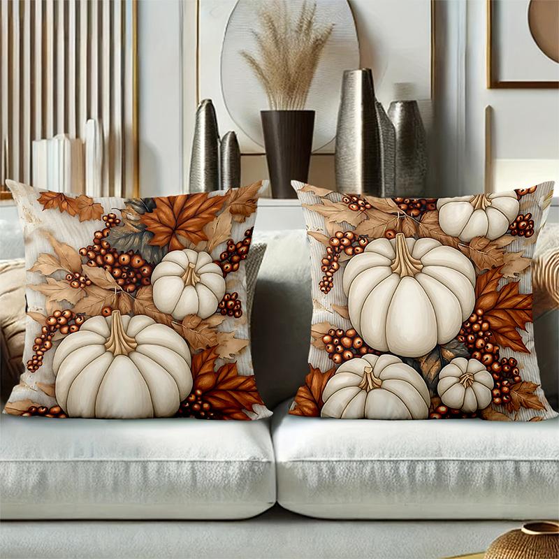 2D Плоская Печать Осенние Тыквы Листья Ягоды Декоративные Наволочки Полиэстер Наволочка Диван Декоративная Наволочка