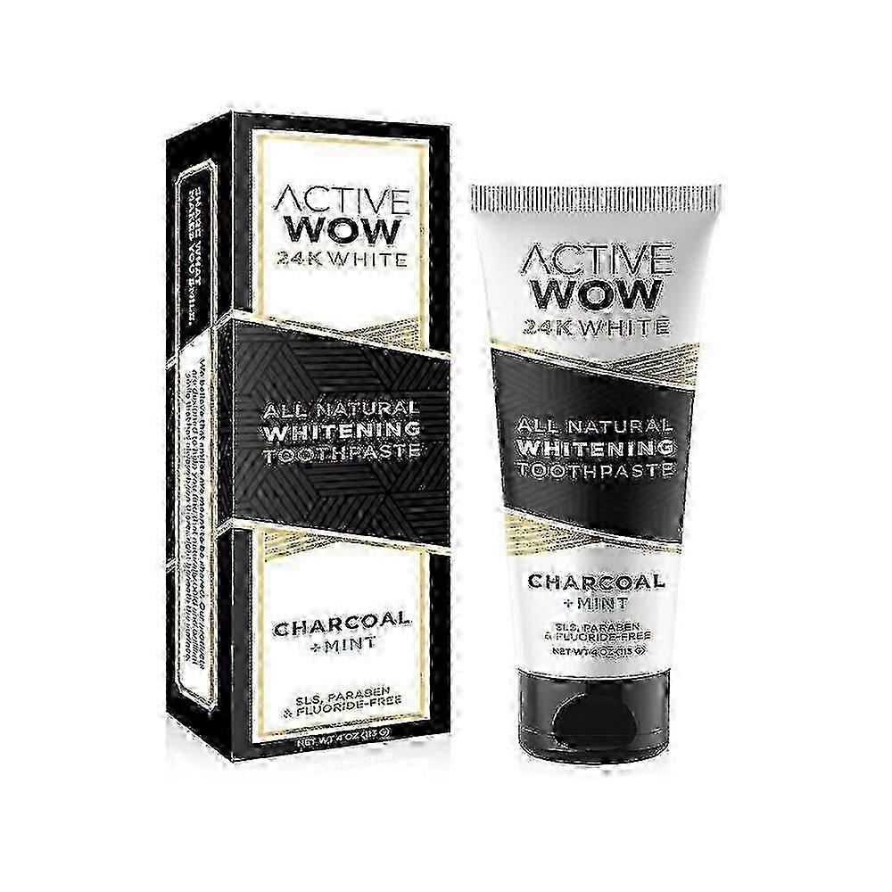 Active Wow Charcoal Natural Whitening Toothpaste, 4 Oz