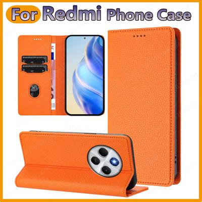 Чехол-книжка для Redmi Note 14,14T,13,12Pro,11Pro+ 5G,10,9,14C,14R,13C,A4,A3, держатель для карт, магнитный кожаный кошелек, чехол для телефона Satnd