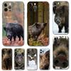 Wild Boar Phone Case for Iphone 5 5s 2020se 6 6s 7 8 Plus X 10 XR XS 11 12 13 Mini Pro MAX Black Tpu Back Cover