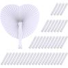 10/20Pcs White Folding Fan Heart Shape Circular Blank Paper Hand Fans Outdoor Gatherings Party Birthday Wedding Decor DIY