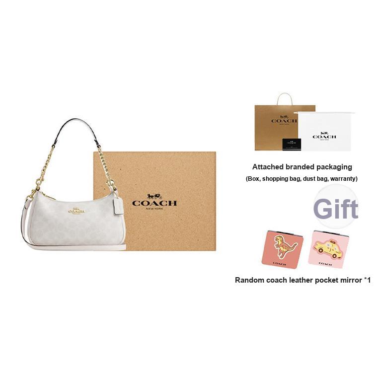 Coach Сумка через плечо Teri 25, средняя, женская, из искусственной кожи, с микрологотипом бренда, съемным плечевым ремнем, цвет Меловой-Белый CV933-IMXU5