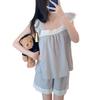 Lazy Skin-friendly Cotton Suspender Shorts Set College Style Cute Ladies Loungewear Spring Summer Pajamas Women