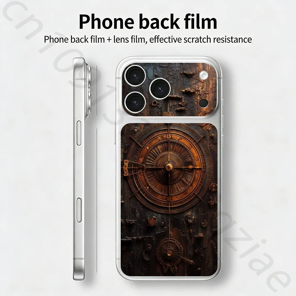 Натуральное дерево Для iPhone 17 pro Max /17 pro Полное покрытие Наклейка Кожаная Обложка 3D Цветная Задняя Защитная Пленка-Наклейка