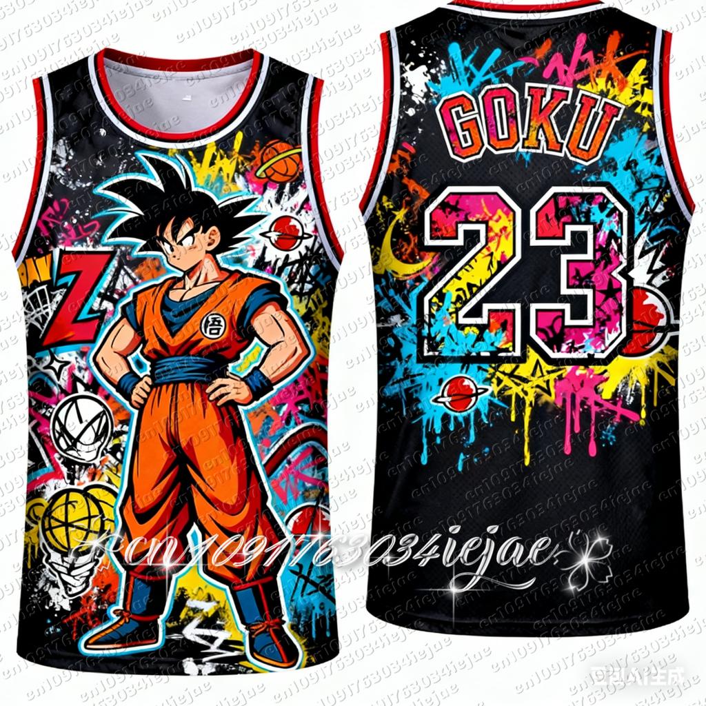 2026 Новая специальная версия баскетбольной майки Dragon Ball Z Goku для взрослых Мужская баскетбольная спортивная жилетка Детский специальный комплект майки