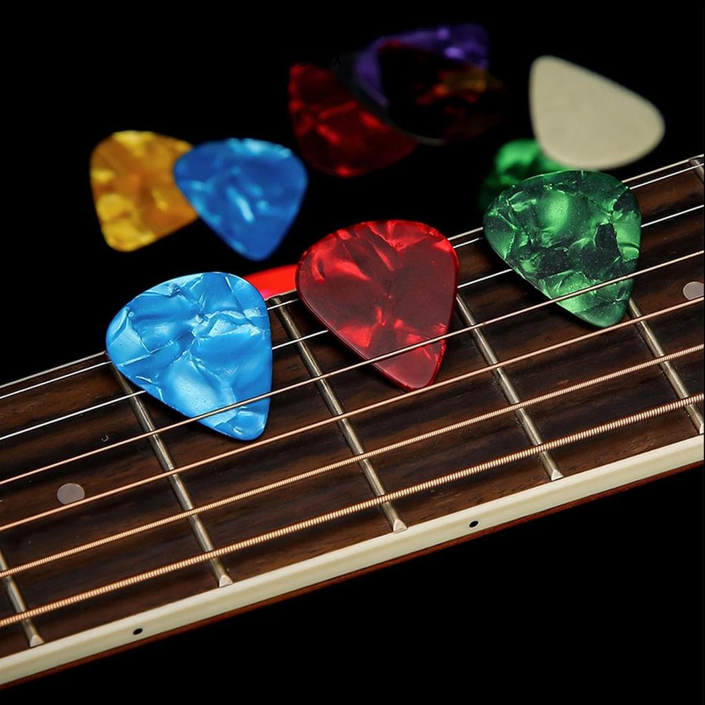 Набор из 12 медиаторов, по 4 вида каждой толщины, цветной, цветной, цветной, случайный цвет 0,46 мм 0,71 мм 0,96 мм 1,2 мм