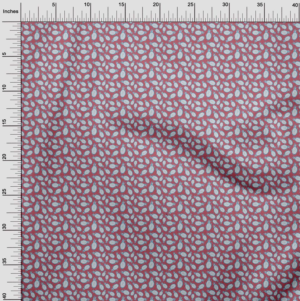 oneOone Cotton Flex Maroon Fabric Dragonfruit Diy Clothing Quilting Fabric Print Fabric By Yard 40 Inch