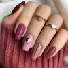 24 Pieces Simple Nail Patch Removable Nail Simple Love Fake Nail Solid Color Wear Nail Patch Diamond