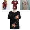 Elegant Summer Women Blouse Floral Print Short Sleeve Loose Casual T-shirt Tops