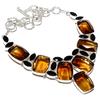 Bi-Color Tourmaline, Black Onyx Gemstone 925 Sterling Silver Jewelry Necklace 18